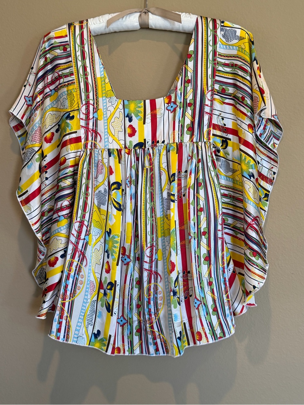 Junior Drake Boho Stripe Floral Square-Neck Women’s Top in Yellow & Multicolor